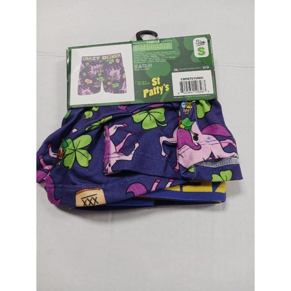 Crazy Boxer St. Patty's Beer Leprechaun on Pink Unicorn Purple Boxers Men's NWT - Picture 3 of 4